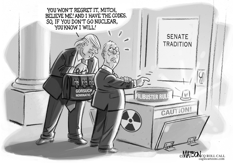  SENATOR MITCH MCCONNELL HAS HIS FINGER ON THE BUTTON by RJ Matson