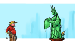 TRUMP VS LADY LIBERTY by Emad Hajjaj