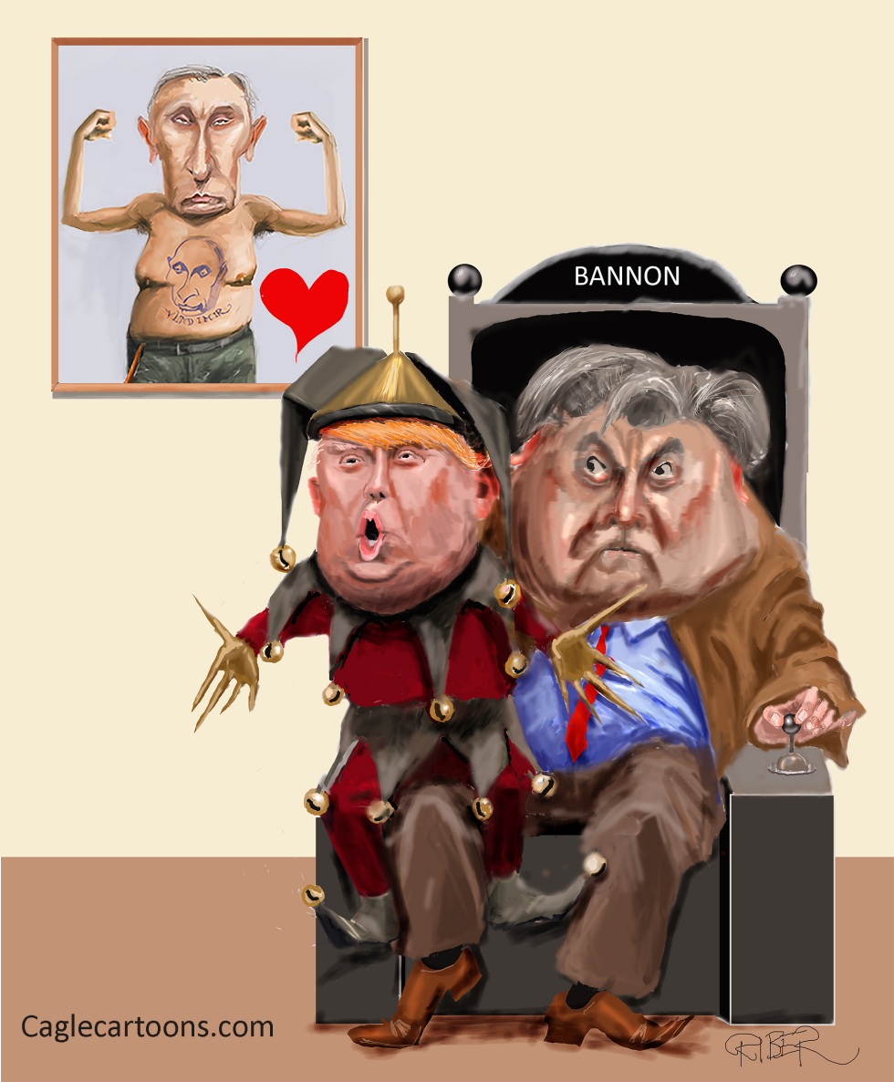  TRUMP SITTING ON BANNON KNEE by Riber Hansson