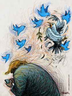 TRUMP TWEETING AND PEACE by Dario Castillejos