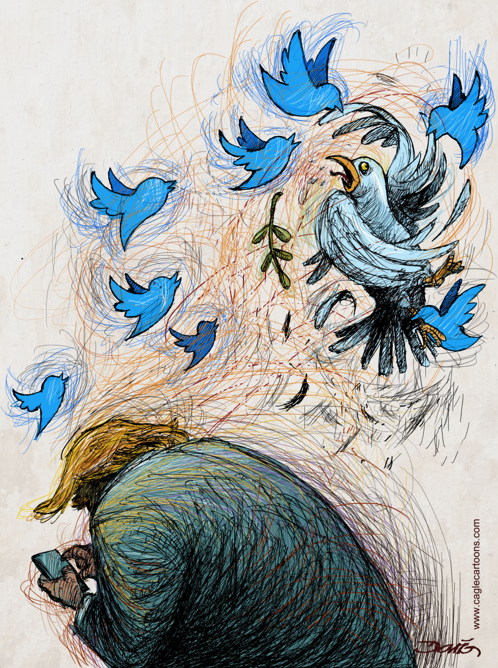  TRUMP TWEETING AND PEACE by Dario Castillejos