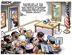 TOWN HALL COWARDS LOCAL CARTOON by Steve Sack