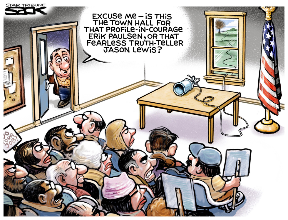  TOWN HALL COWARDS LOCAL CARTOON by Steve Sack