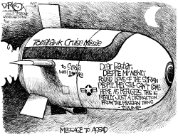 SENDING SYRIA A MESSAGE by John Darkow