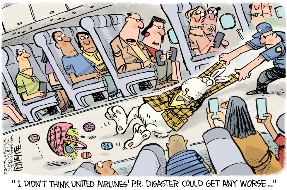  UNITED AIRLINES BUNNY by Rick McKee