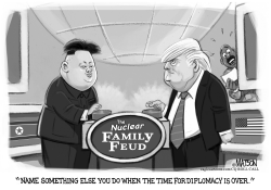 DONALD TRUMP AND KIM JONG-UN ON NUCLEAR FAMILY FEUD by RJ Matson