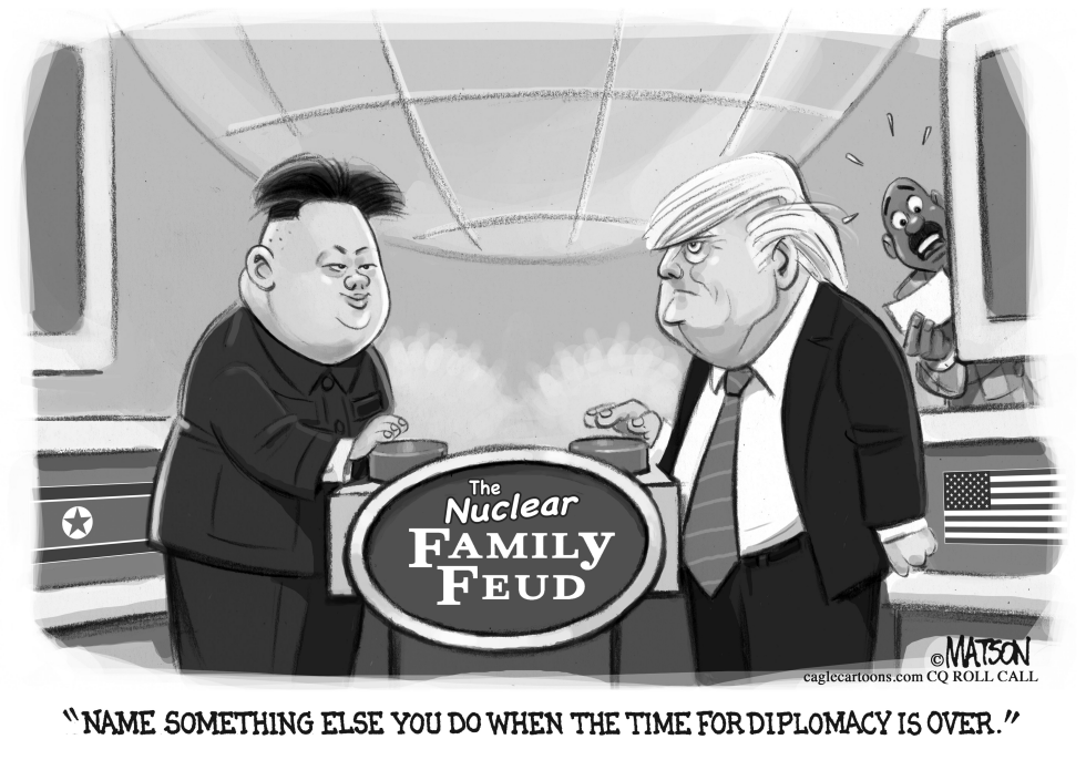  DONALD TRUMP AND KIM JONG-UN ON NUCLEAR FAMILY FEUD by RJ Matson