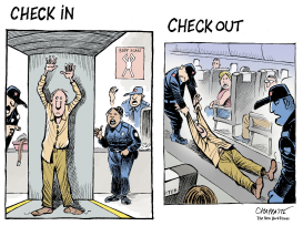 PASSENGER KICKED OUT OF A UNITED FLIGHT	 by Patrick Chappatte