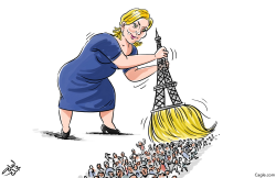 LE PEN AND REFUGEES by Osama Hajjaj