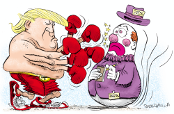 TRUMP AND PRESS BOPPER by Daryl Cagle