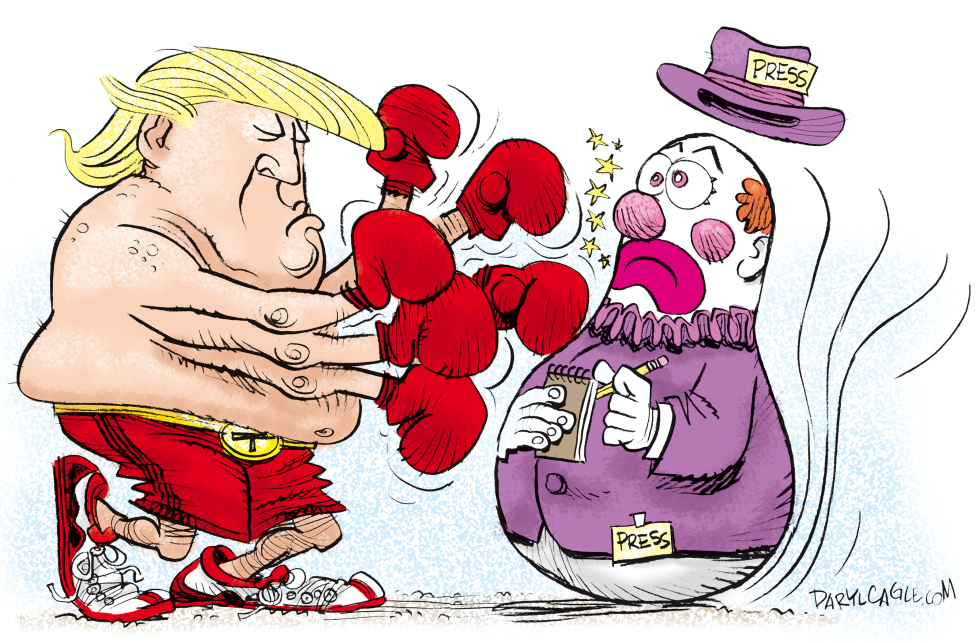  TRUMP AND PRESS BOPPER by Daryl Cagle