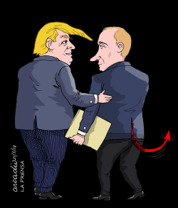 TRUMP GIVING INFORMATION TO PUTIN by Arcadio Esquivel