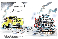 FORD PROFITS DROP by Dave Granlund