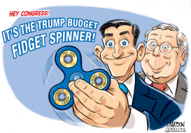 TRUMP BUDGET FIDGET SPINNER by RJ Matson