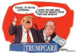 TRUMP ASKS RUSSIA TO HACK SENATE HEALTH CARE VOTE by RJ Matson