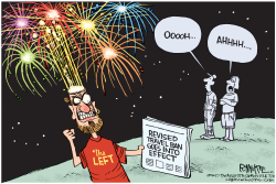 TRAVEL BAN FIREWORKS by Rick McKee