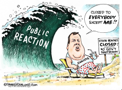 CHRISTIE NJ SHUTDOWN AND BEACHES by Dave Granlund