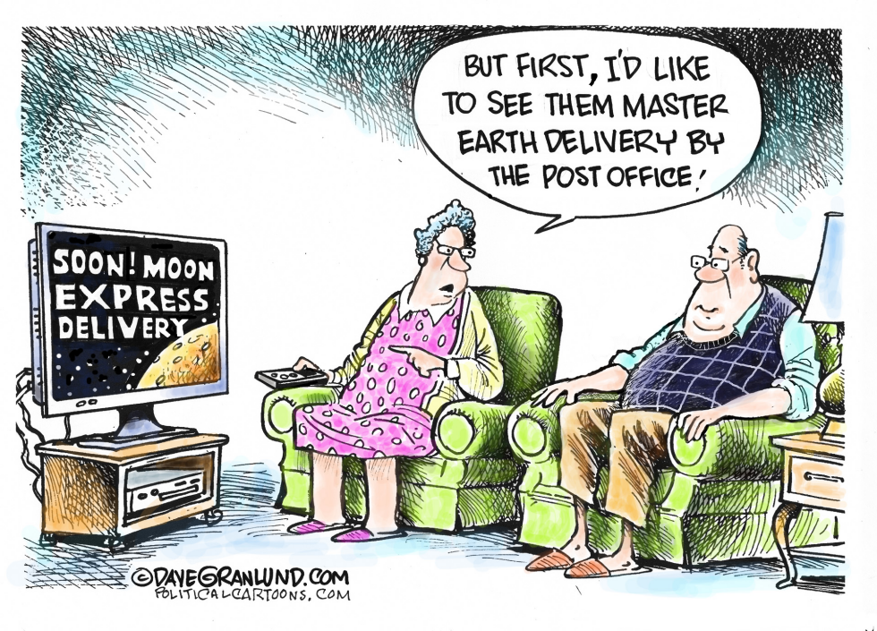  MOON EXPRESS DELIVERY by Dave Granlund