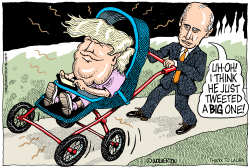 TINY TRUMP AND AU PAIR PUTIN by Wolverton