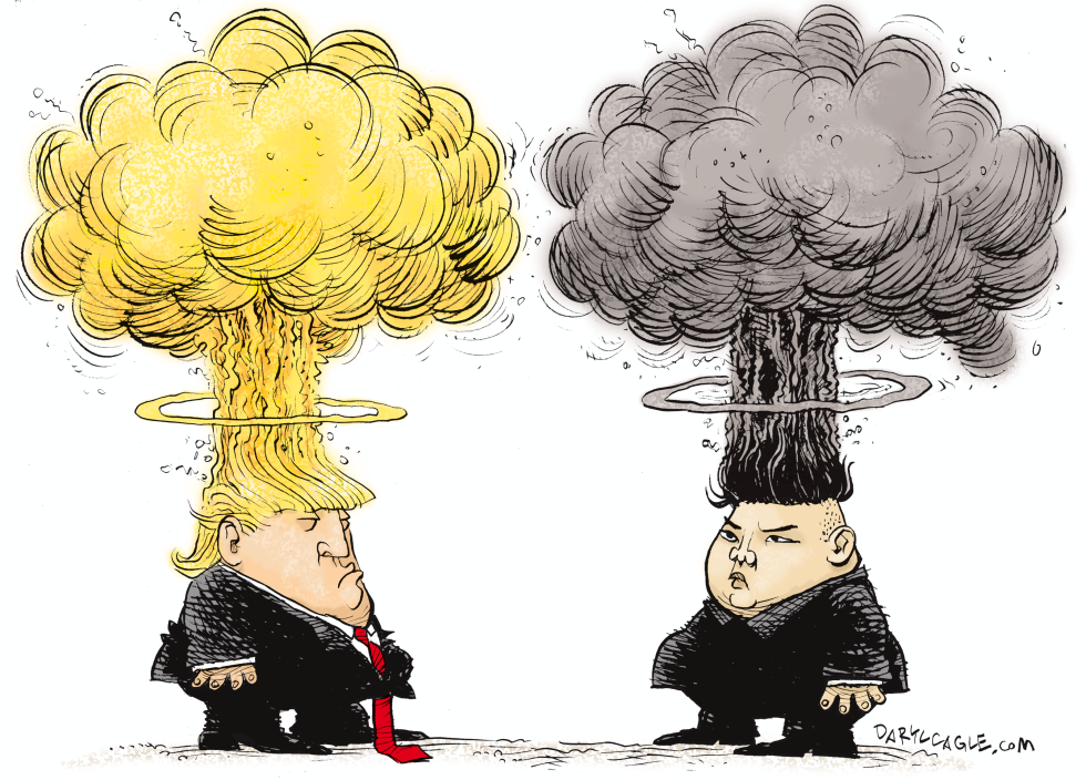  TRUMP AND KIM MUSHROOM HEADS by Daryl Cagle