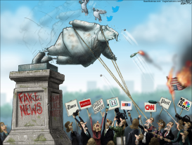 TRUMP STATUE MEDIA FAKE NEWS by Sean Delonas