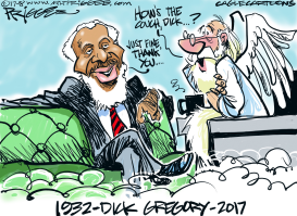 DICK GREGORY -RIP by Milt Priggee