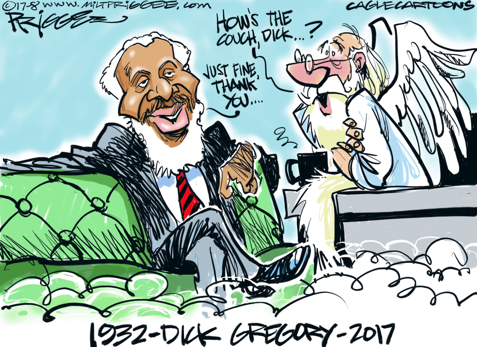  DICK GREGORY -RIP by Milt Priggee