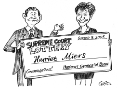 HARRIET MIERS - THE LUCKY WINNER - B&W by Christo Komarnitski