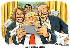 CHUCK AND NANCY IN WHITE HOUSE SELFIE by RJ Matson