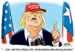 TRUMP PROMISES MAKE PUERTO RICO GREAT AGAIN CAPS by RJ Matson