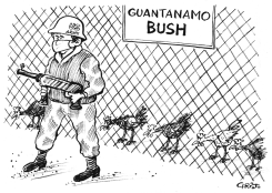 GUANTANAMO BUSH - B&W by Christo Komarnitski