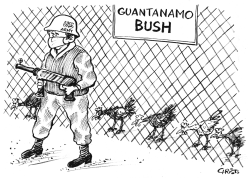 GUANTANAMO BUSH - B&W by Christo Komarnitski