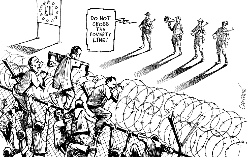  MIGRANTS ASSAULT EU BORDERS by Patrick Chappatte