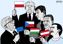 JUNCKER, KACZYNSKI, BABIS, ORBAN, KURZ by Rainer Hachfeld