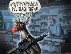 DEER CHRISTMAS RUDOLPH GUNS by Sean Delonas