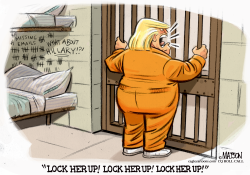 TRUMP CHANTS LOCK HER UP FROM PRISON CELL by RJ Matson