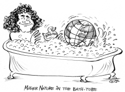 MOTHER NATURE IN THE TUB - B&W by Christo Komarnitski