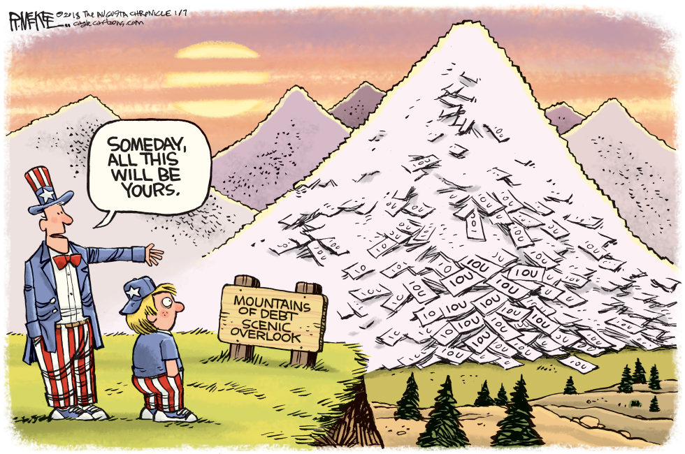  MOUNTAINS OF DEBT by Rick McKee