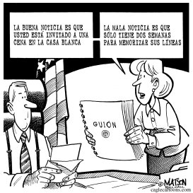 CENA EN LA CASA BLANCA CON GUION ESCRITO by RJ Matson