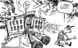 WHITE HOUSE DAMAGE CONTROL by Mike Keefe