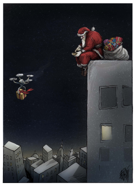 SANTA DRONE by Angel Boligan