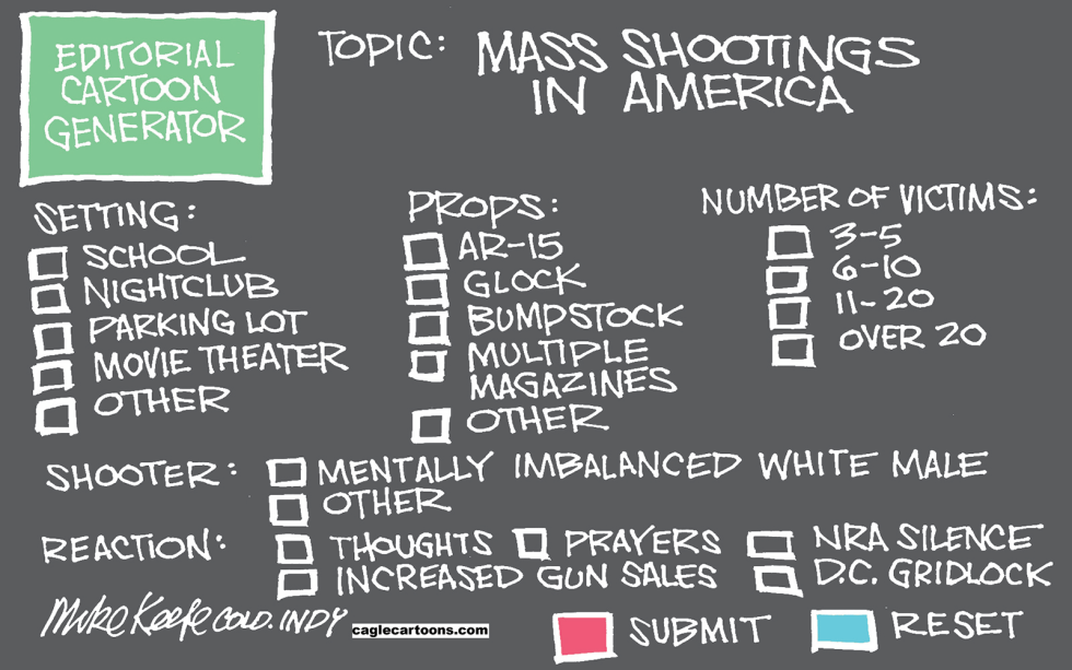  MASS SHOOTINGS by Mike Keefe