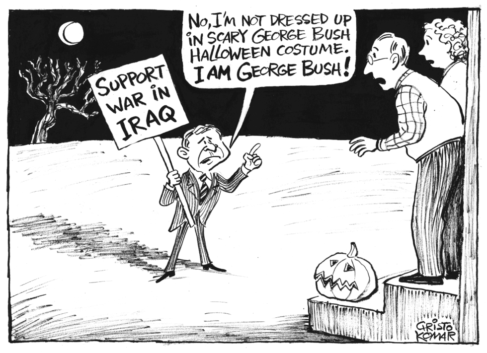  BUSH'S HALLOWEEN COSTUME - B&W by Christo Komarnitski