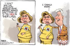 HILLARY BLAMES MEN by Rick McKee