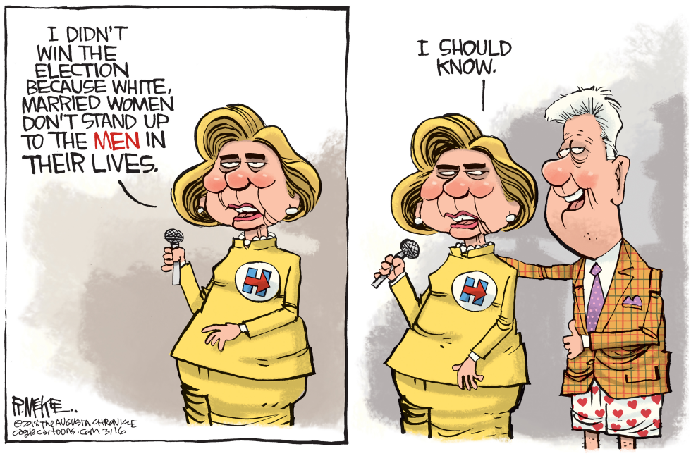  HILLARY BLAMES MEN by Rick McKee