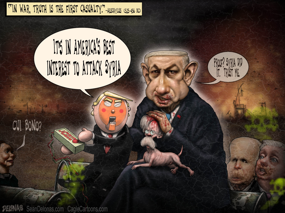  TRUMP NETANYAHU SYRIA GAS ATTACK by Sean Delonas