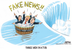 HANNITY AND COHEN AND TRUMP IN A TUB by RJ Matson