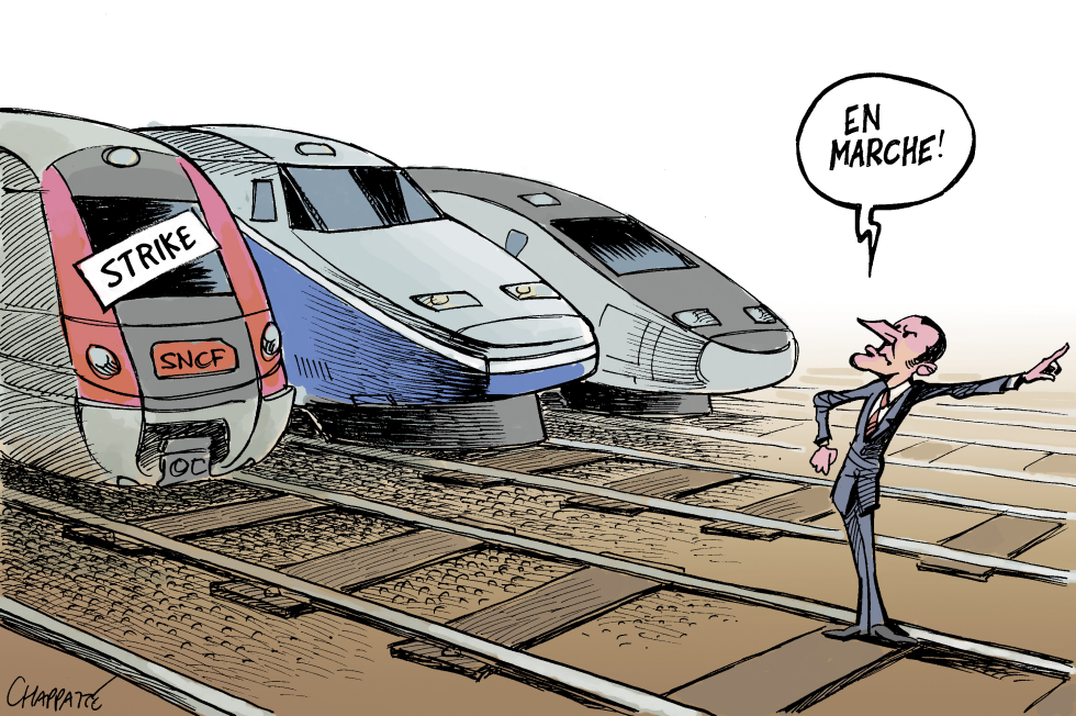  MACRON AND THE STRIKES by Patrick Chappatte