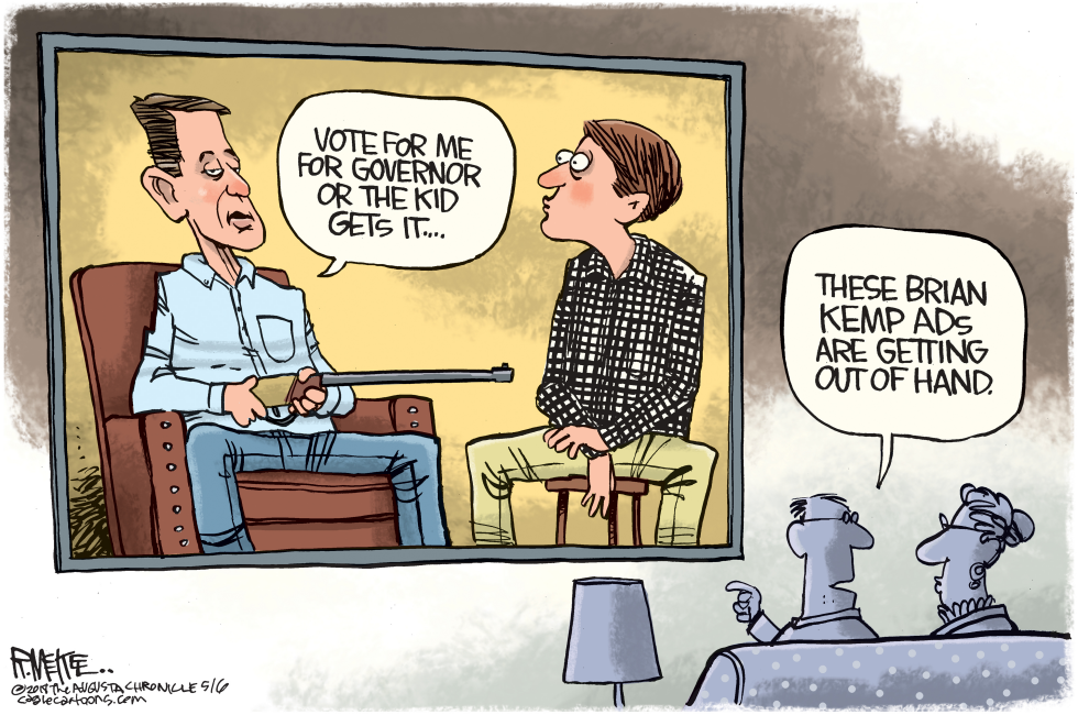  LOCAL BRIAN KEMP GUN AD by Rick McKee