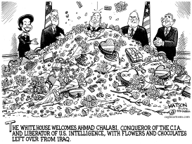 WHITE HOUSE WELCOMES CHALABI WITH FLOWERS AND CHOCOLATES by RJ Matson